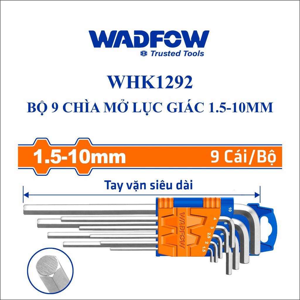 Bộ 9 Chìa Lục Giác Thường , bi tròn , sao  WADFOW / WHK1291 - WHK1292 - WHK2291 - WHK2292 - WHK3291 - WHK3292
