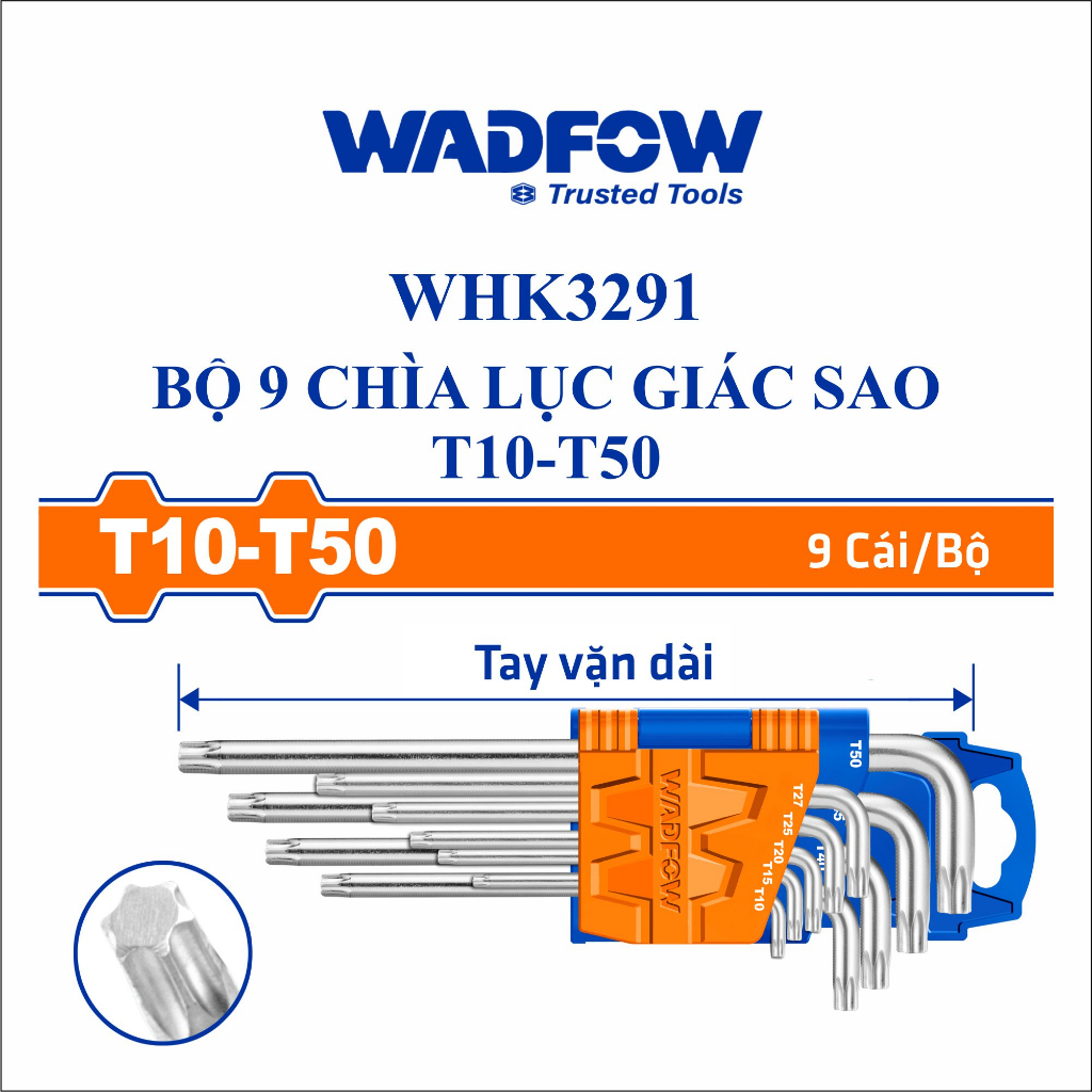 Bộ 9 Chìa Lục Giác Thường , bi tròn , sao  WADFOW / WHK1291 - WHK1292 - WHK2291 - WHK2292 - WHK3291 - WHK3292
