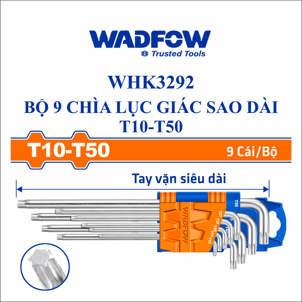 Bộ 9 Chìa Lục Giác Thường , bi tròn , sao  WADFOW / WHK1291 - WHK1292 - WHK2291 - WHK2292 - WHK3291 - WHK3292