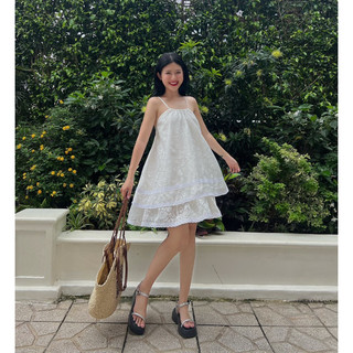 Váy cổ yếm nữ phối ren dáng xoè || ADELA DRESS
