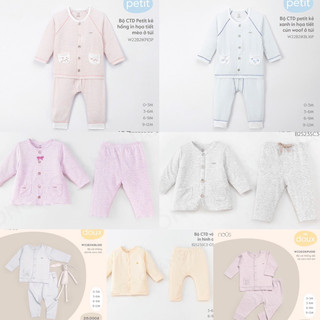 (Nhùn nhùn)Bộ quần áo Newborn dài tay cho bé sơ sinh chất liệu Petit chính hãng Nous