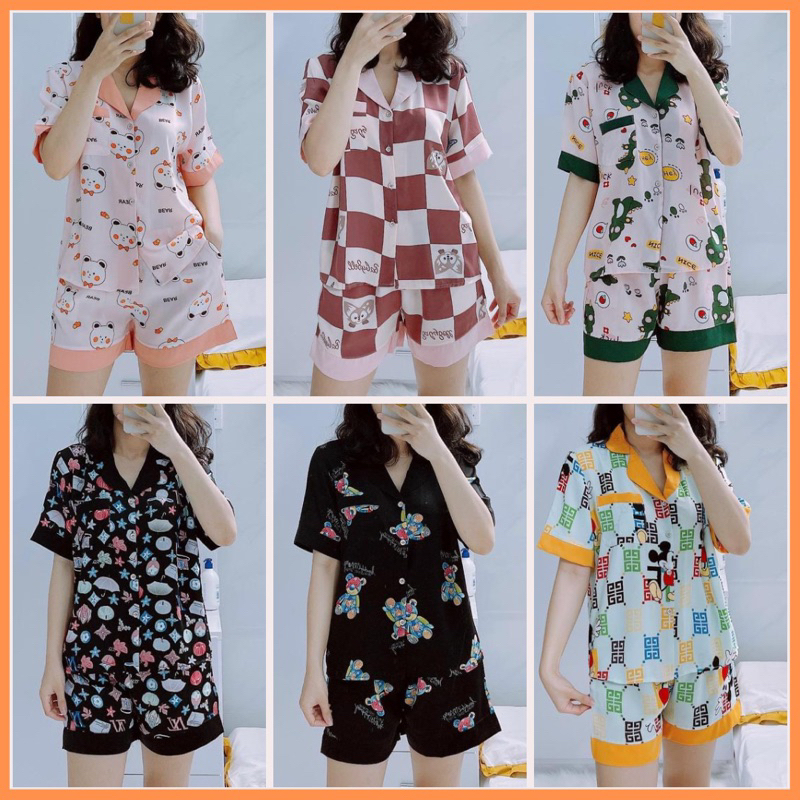 Bộ Pyjama Đùi Lụa Mango Cổ Phối Xinh Xắn Vic - Awi Sleepwear