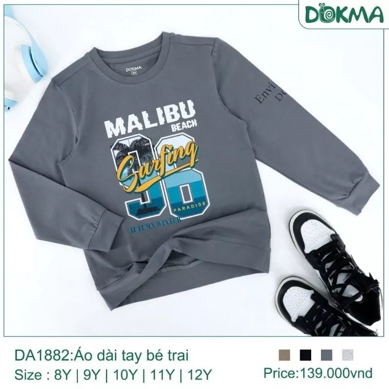 Áo, Quần bé trai cotton mỏng size đại Dokma 8-12Y