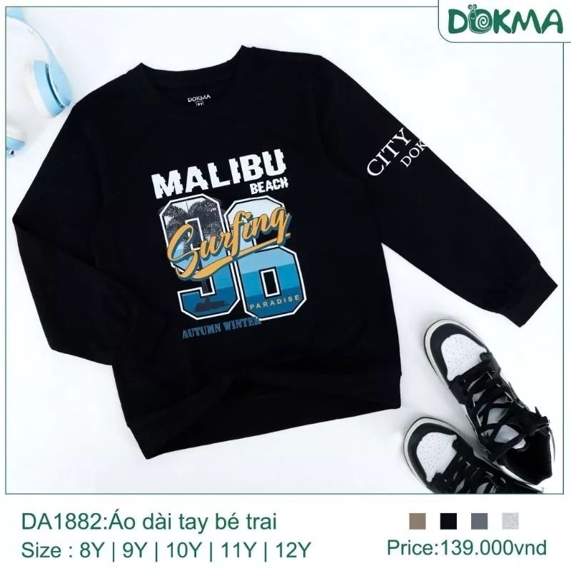 Áo, Quần bé trai cotton mỏng size đại Dokma 8-12Y