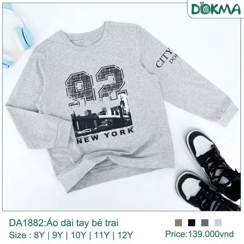 Áo, Quần bé trai cotton mỏng size đại Dokma 8-12Y