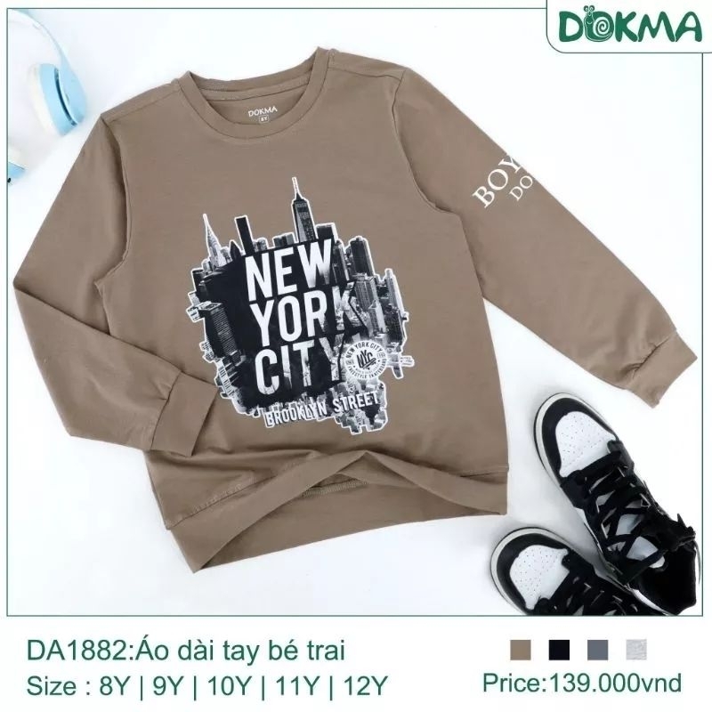 Áo, Quần bé trai cotton mỏng size đại Dokma 8-12Y