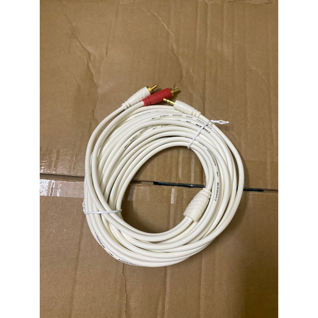 Dây Av 1 Ra 2 Choseal RO5218 , Dây Loa 1 Đầu 3.5 Ra 2 Đầu Av Cao Cấp Dài 1.8M, 3M, 5M, 10M, Chống Sôi, Nhiễu