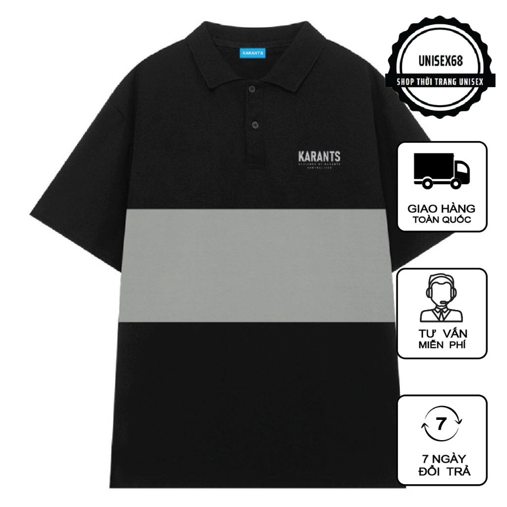 Áo Polo Local Brand Unisex Karants Special Collection Premium Signature - Phối xám