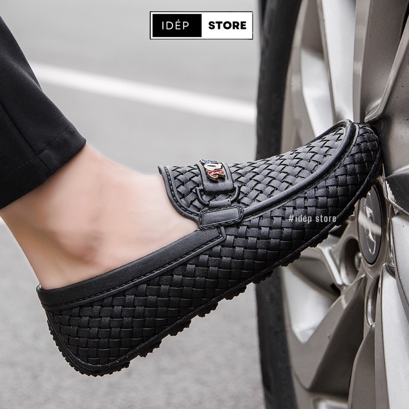 Giày lười bít mũi Nam siêu nhẹ đi mưa vân đá chất EVA êm chân siêu bền thời trang iDÉP - GL024