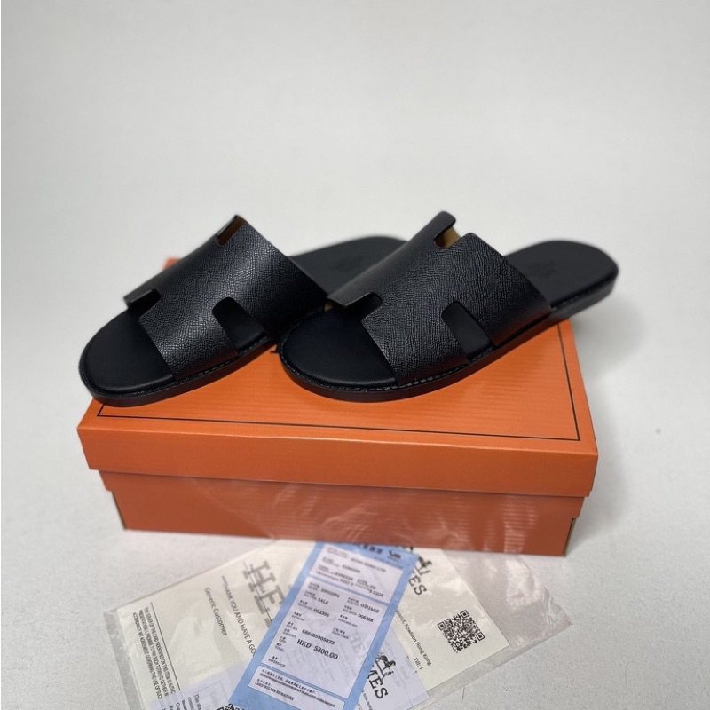 Dép HM Nam Nữ Da , Dép HERMES Quai Ngang Cao Cấp Full Bill Box
