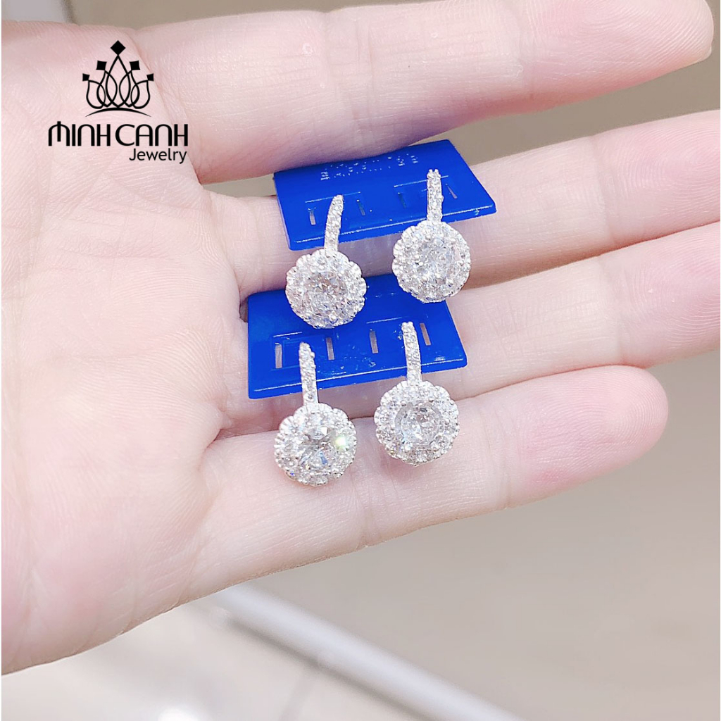 Bông Tai Bạc Nữ Minh Canh Jewelry Đính Đá Móc Treo