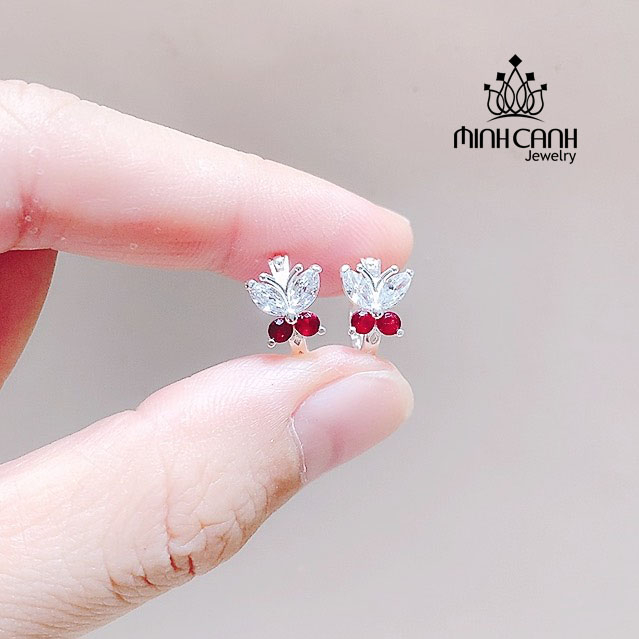 Bông Tai Bạc Con Bướm Khóa Bấm Cho Bé Minh Canh Jewelry