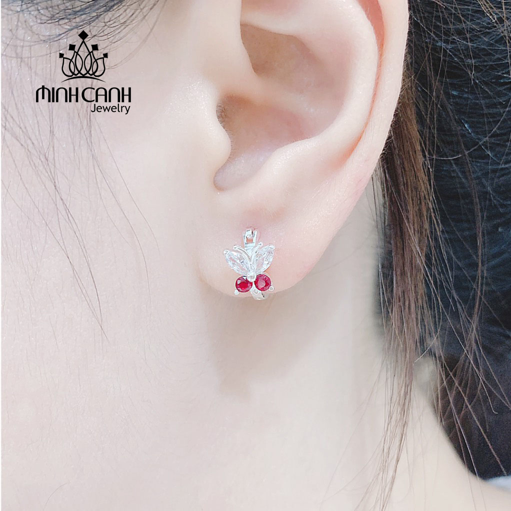 Bông Tai Bạc Con Bướm Khóa Bấm Cho Bé Minh Canh Jewelry