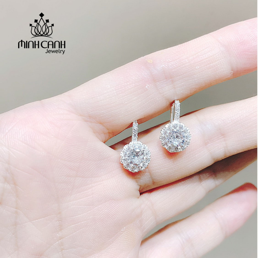 Bông Tai Bạc Nữ Minh Canh Jewelry Đính Đá Móc Treo