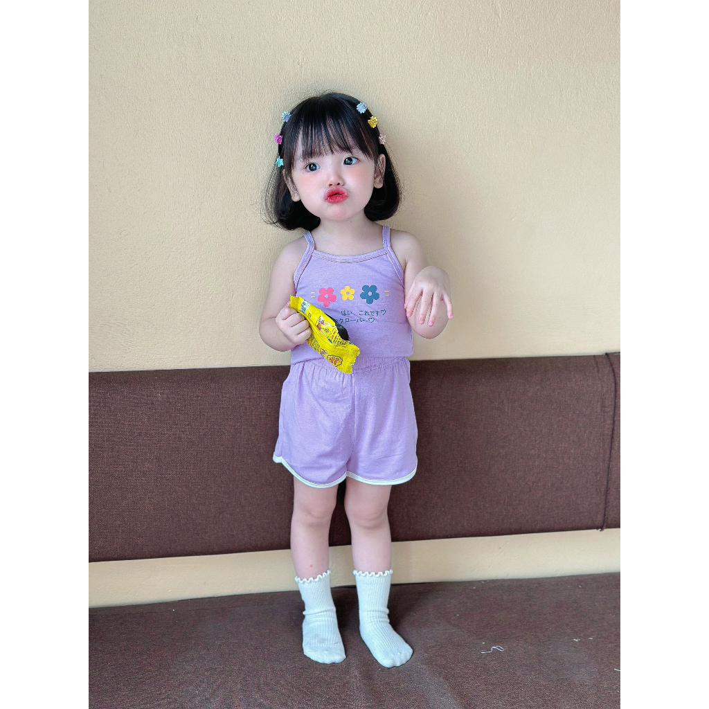 Set Áo 2 Dây Mặc Nhà Cho Bé SIêu Mát Thấm Hút Mồ Hôi