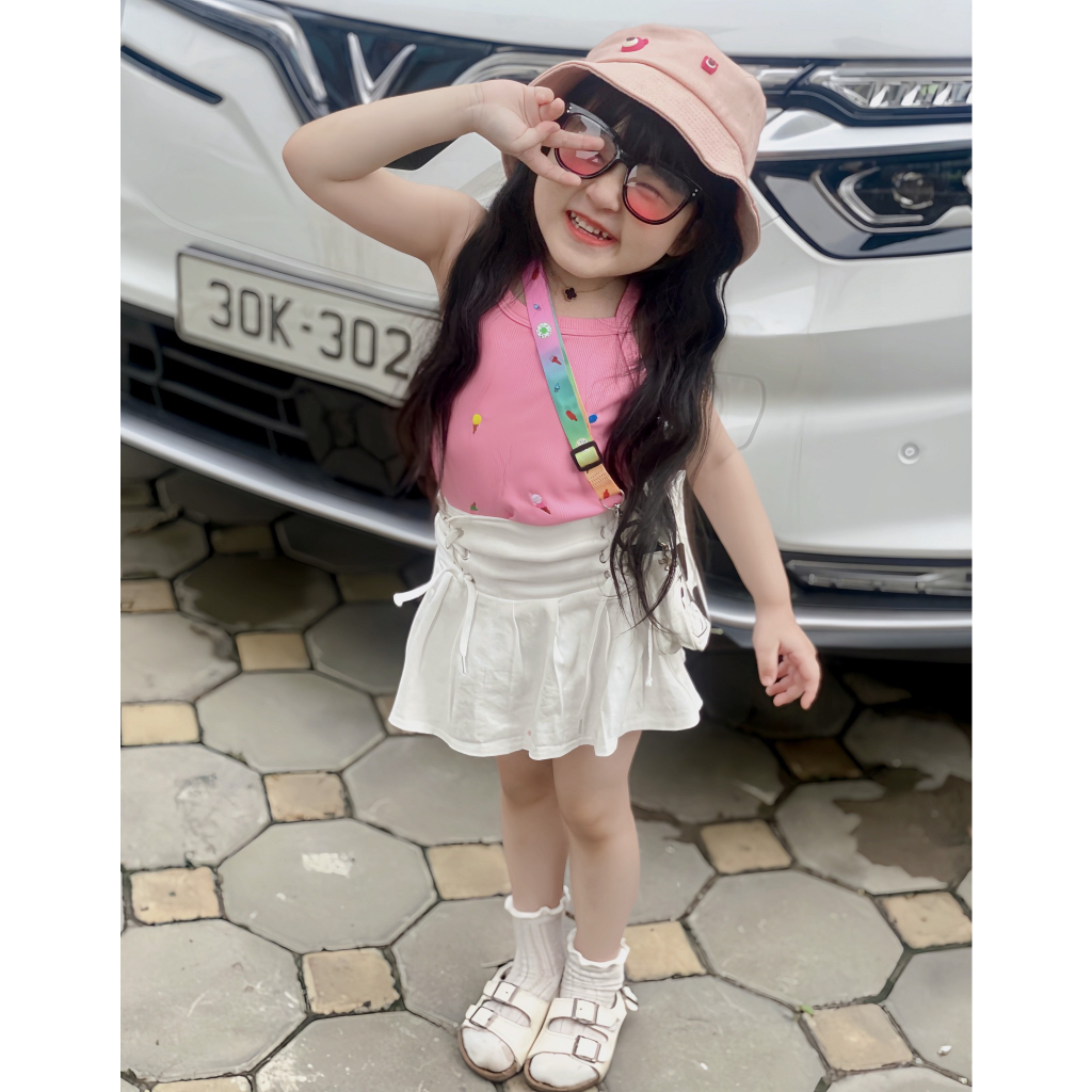 Áo 2 Dây VNXK Siêu Xinh Dễ Phối Thấm Hút Mồ Hôi Cho Bé Gái