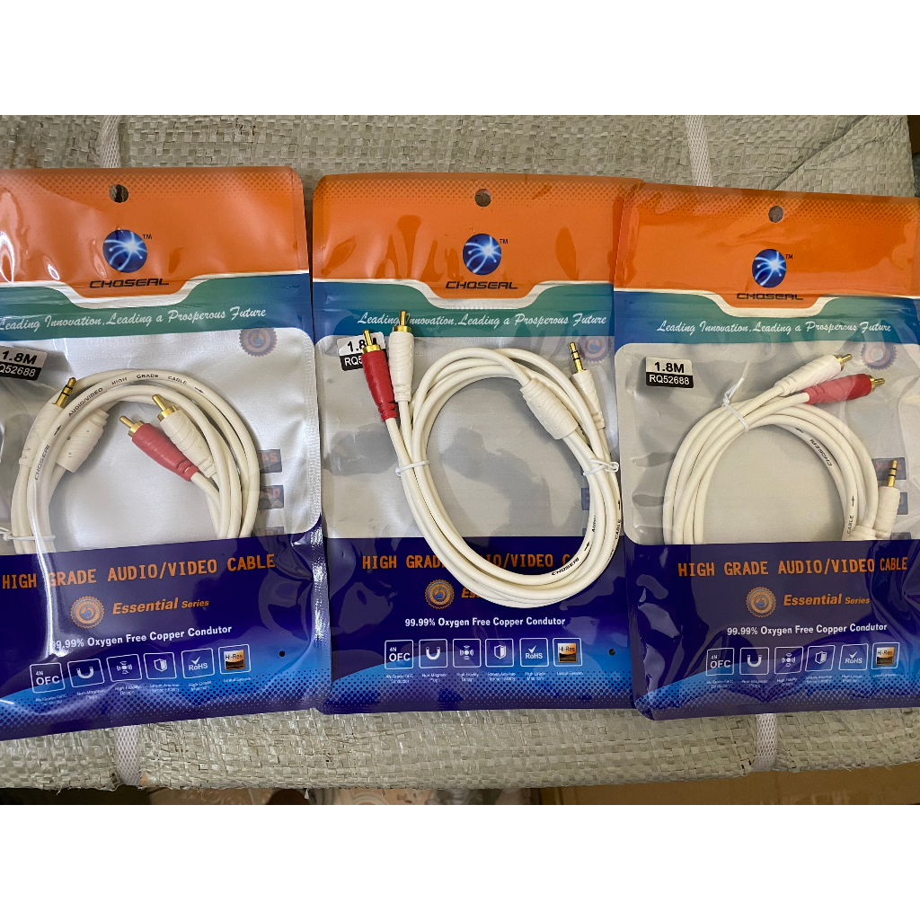 Dây Av 1 Ra 2 Choseal RO5218 , Dây Loa 1 Đầu 3.5 Ra 2 Đầu Av Cao Cấp Dài 1.8M, 3M, 5M, 10M, Chống Sôi, Nhiễu