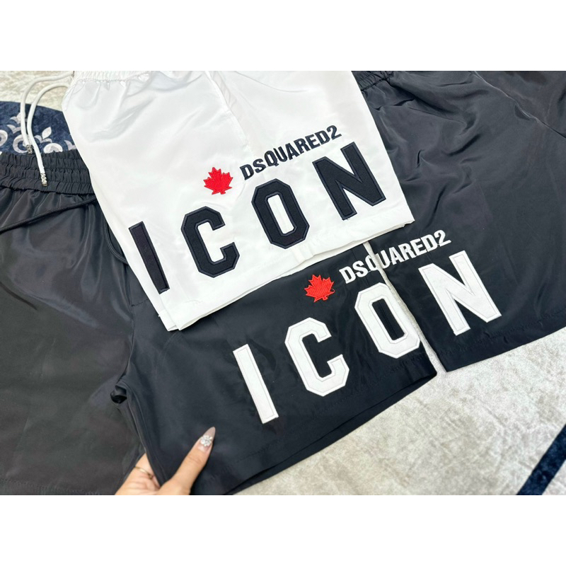 Quần Short gió Nam DSQ iCon lót lưới 2 lớp thoáng mát chữ Thêu 100%