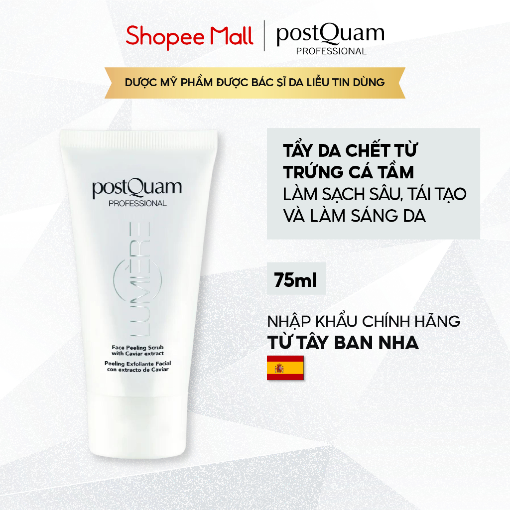 Tẩy Tế Bào Chết Làm Sạch Sâu, Giữ Ẩm Và Làm Sáng Mịn Da POSTQUAM Face Peeling Scrub With Caviar Extract75ML Q100