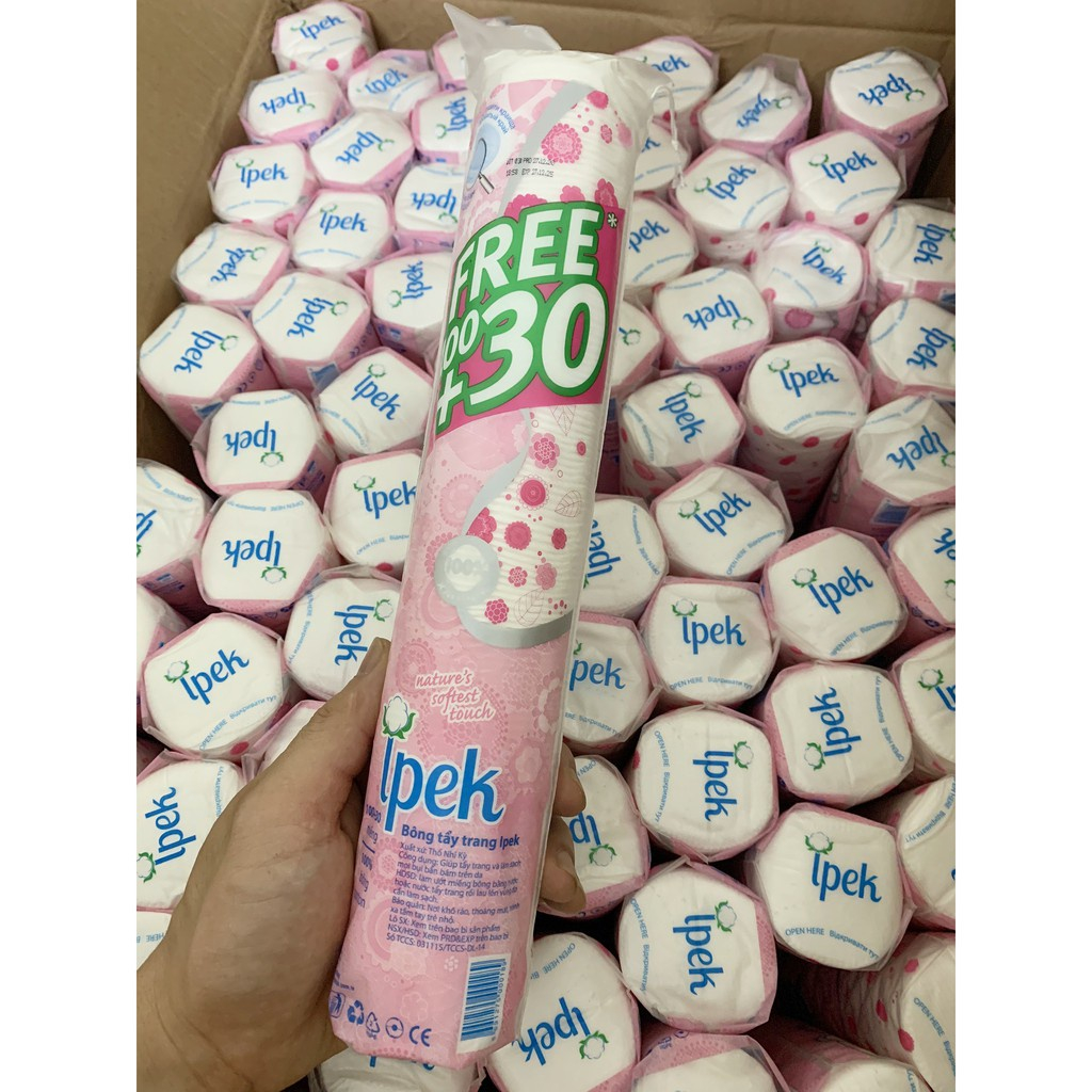 Bông Tẩy Trang Ipek Thổ Nhĩ Kỳ 100% Cotton Pads 120+30 Miếng/1 Gói