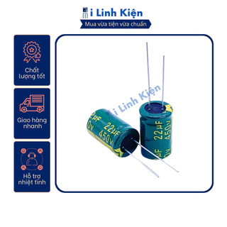Tụ hóa 450v 22uf 13x21mm tần số cao chất lượng tốt.