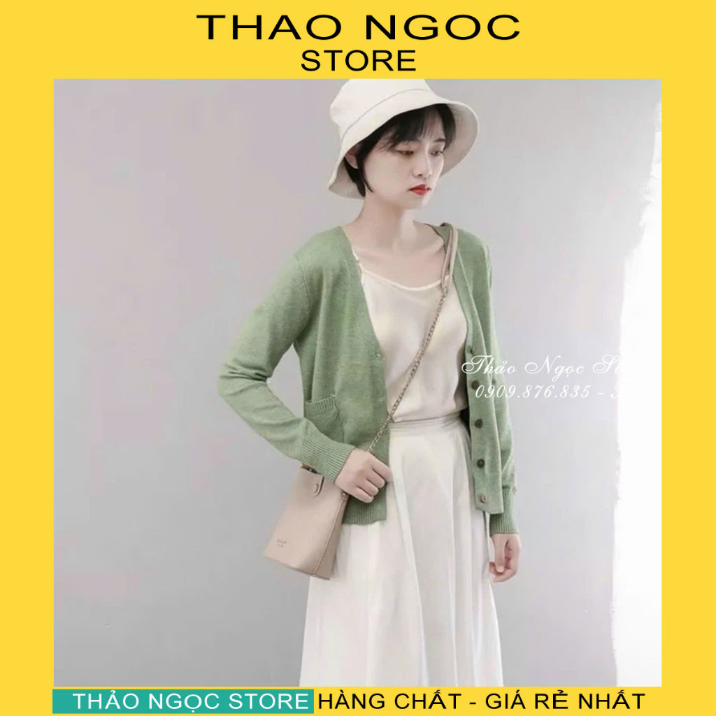 Áo len nút gỗ 2 túi cổ tim, áo khoác len nút form dài hàng QC! (có sẵn, hình thật) THẢO NGỌC STORE