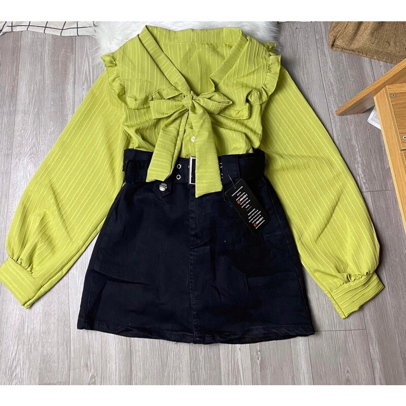 ÁO KIỂU TAY DÀI NƠ BÈO CHẤT ĐỦI DẸP - Áo sơ mi thắt nơ xnh 🎀