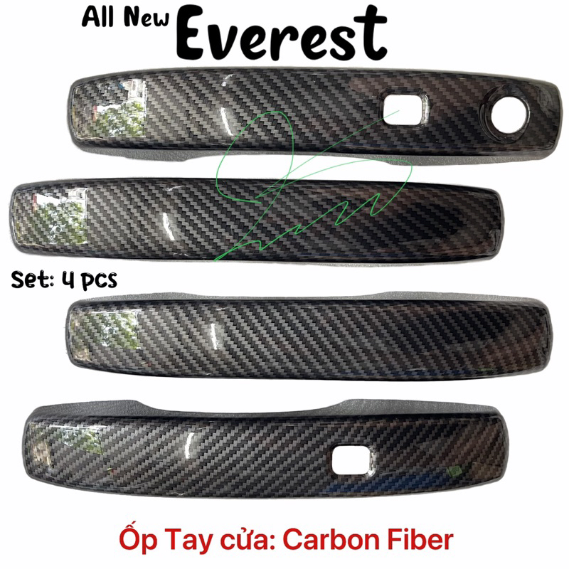 Ốp tay nắm mở cửa xe Ford Everest 2023 2024 Carbon fiber