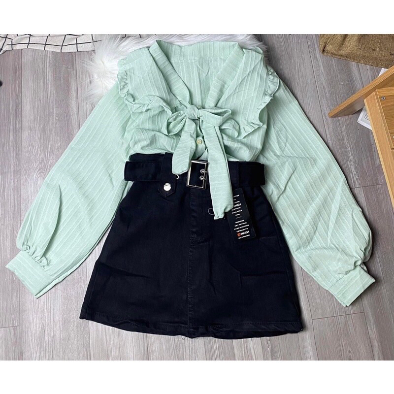 ÁO KIỂU TAY DÀI NƠ BÈO CHẤT ĐỦI DẸP - Áo sơ mi thắt nơ xnh 🎀