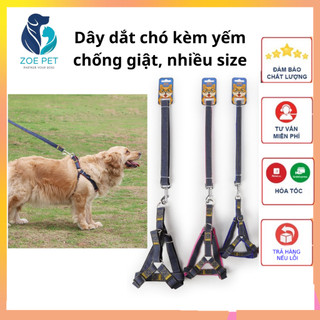 Dây dắt chó đi dạo kèm yếm chống giật, nhiều size
