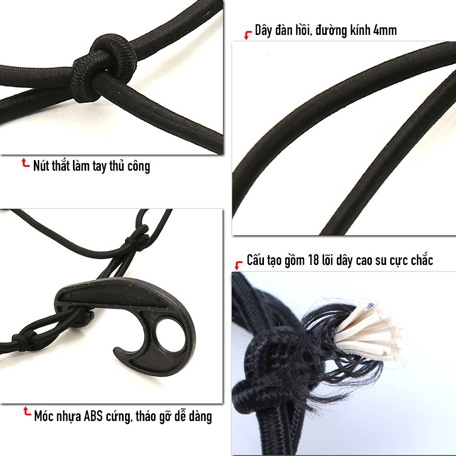 Lưới Chằng hàng siêu chắc và Khoẻ cho xe hơi, xe ô tô, xe chở hàng 120cm* 90cm kèm móc sẵn