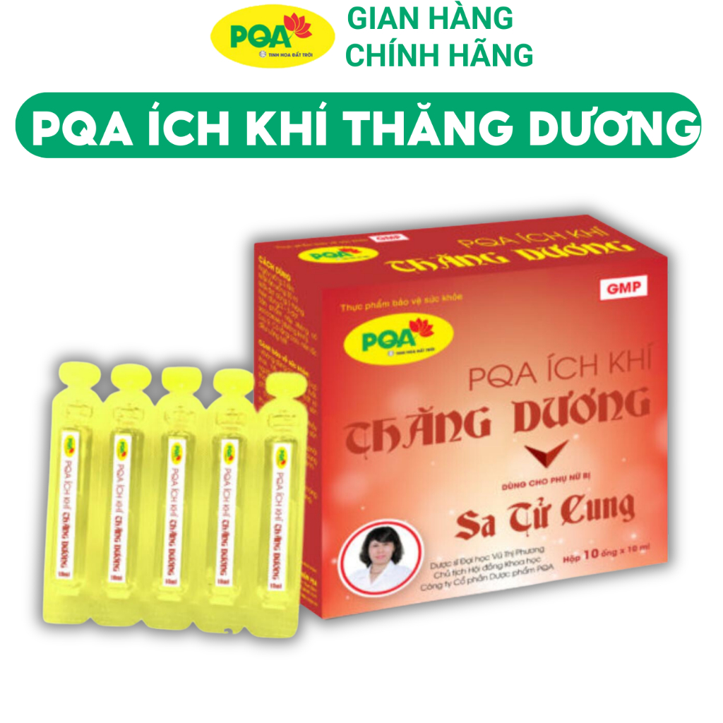 PQA Ích khí thăng dương dùng cho người sa tử cung, thoát vị bẹn, trĩ. Hộp 10 ống