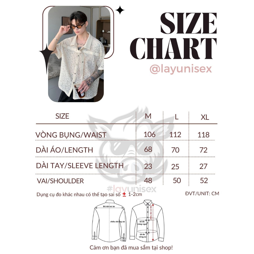 Sơ mi ren nam xuyên thấu sexy phối dây GEM