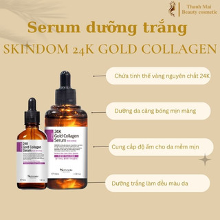 Serum dưỡng trắng chống lão hóa Skindom 24k Gold Collagen Ampoule - Tinh chất trẻ hóa, làm đều màu da