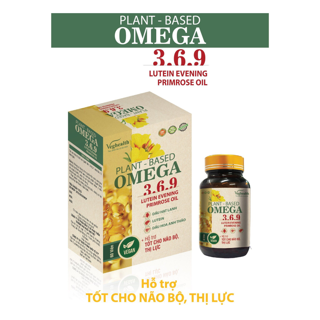 Plant-based omega 3.6.9 Lutein Evening Primrose Oil - Veganhealth - Sở hữu đôi mắt sáng và trí não phát triển