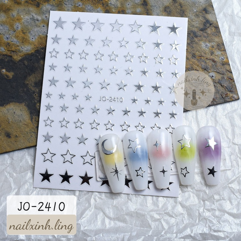 Miếng Dán Trái Tim Màu Bạc - Hình Dán Móng Tay Nghệ Thuật Tráng Gương Bạc - Sticker Dán Móng Tay Hoạ Tiết