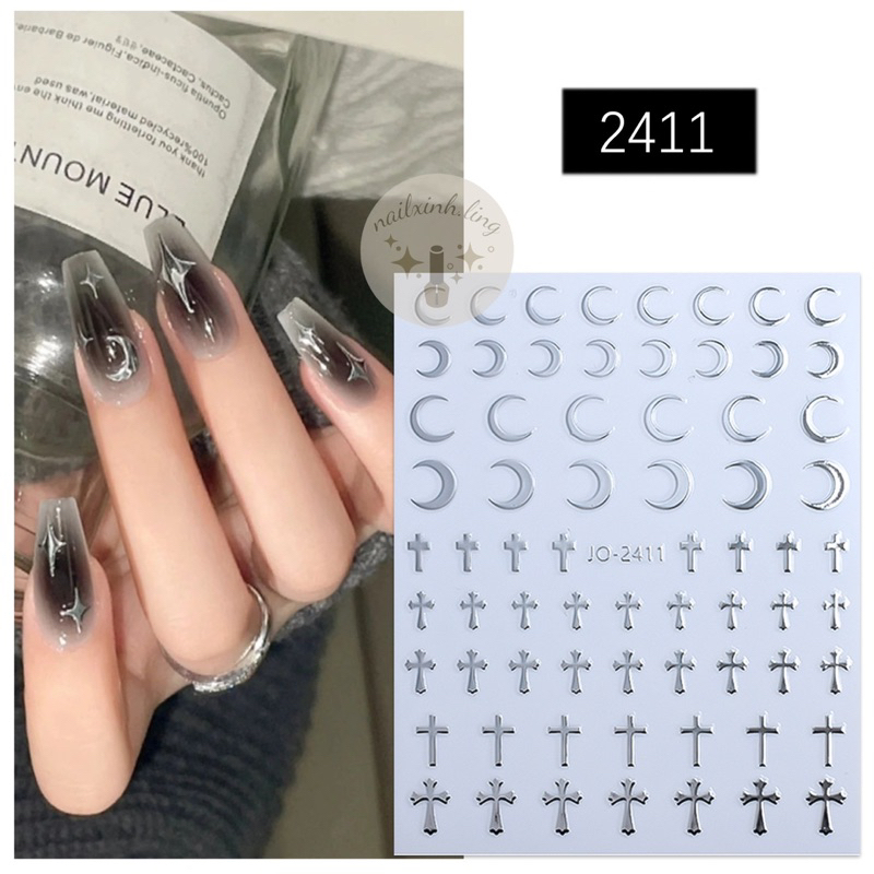 Miếng Dán Trái Tim Màu Bạc - Hình Dán Móng Tay Nghệ Thuật Tráng Gương Bạc - Sticker Dán Móng Tay Hoạ Tiết