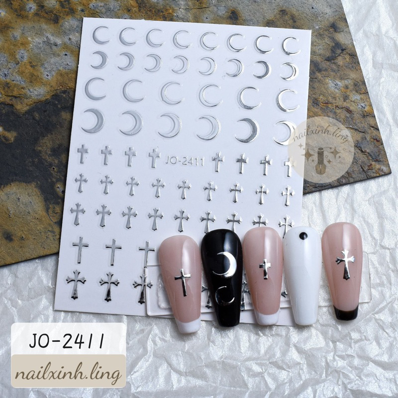 Miếng Dán Trái Tim Màu Bạc - Hình Dán Móng Tay Nghệ Thuật Tráng Gương Bạc - Sticker Dán Móng Tay Hoạ Tiết