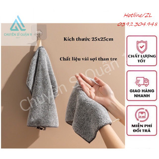 Khăn lau chén đĩa, lau tay đa năng 25cm chất liệu sợi than tre mềm mịn, siêu thấm hút