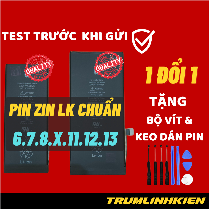Pin Zin lk chuẩn dành cho 6.7.8.x.11.12.13 bảo hành 12 tháng