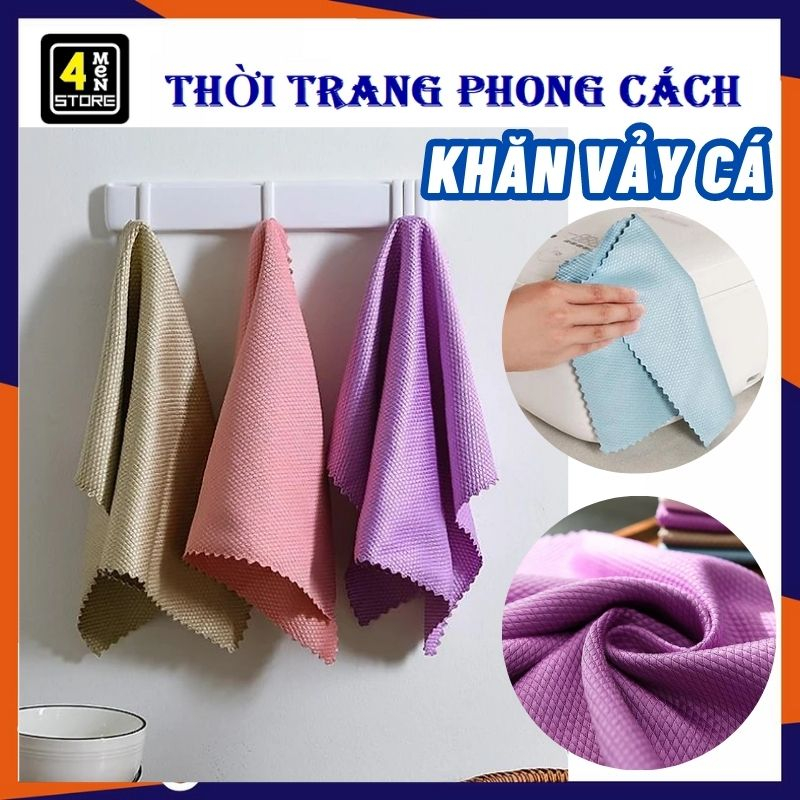 Khăn Lau Đa Năng Vân Vảy Cá / Khăn Lau Chén Bát Đa Năng Siêu Thấm Hút Sợi Vải Mền Mịn Không Xù Lông / Khăn Lau Bếp