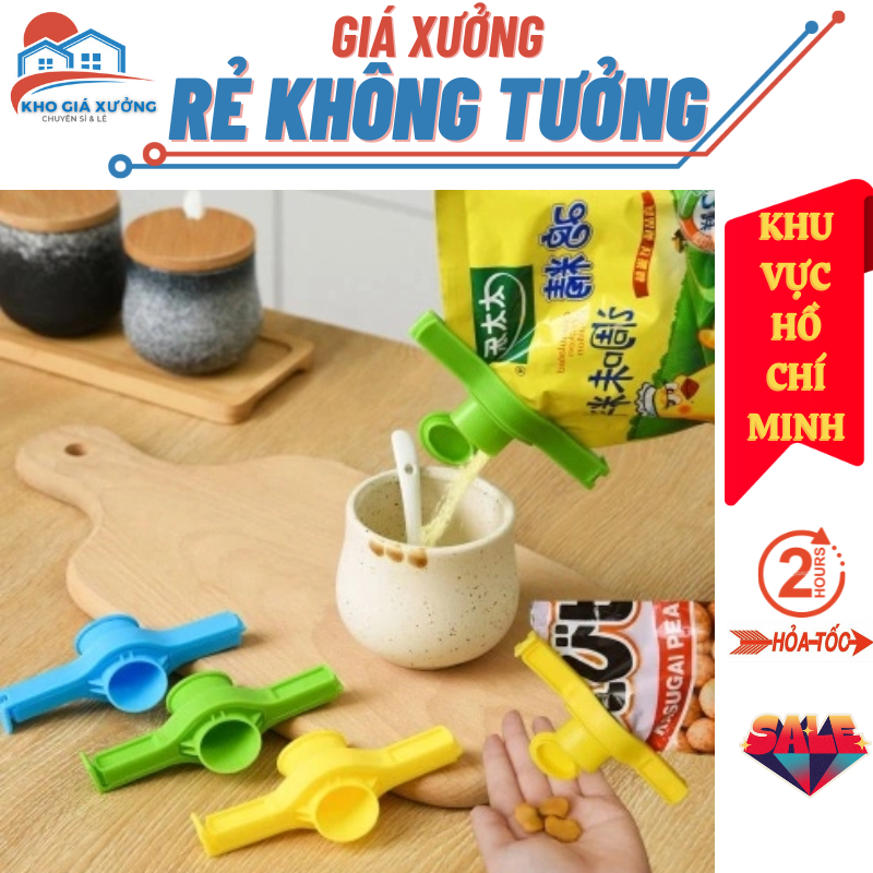 Dụng cụ kẹp miệng túi có vòi rót,kẹp miệng túi thực phẩm,bịch sữa,nước trái cây,bịch gia vị...tiện dụng