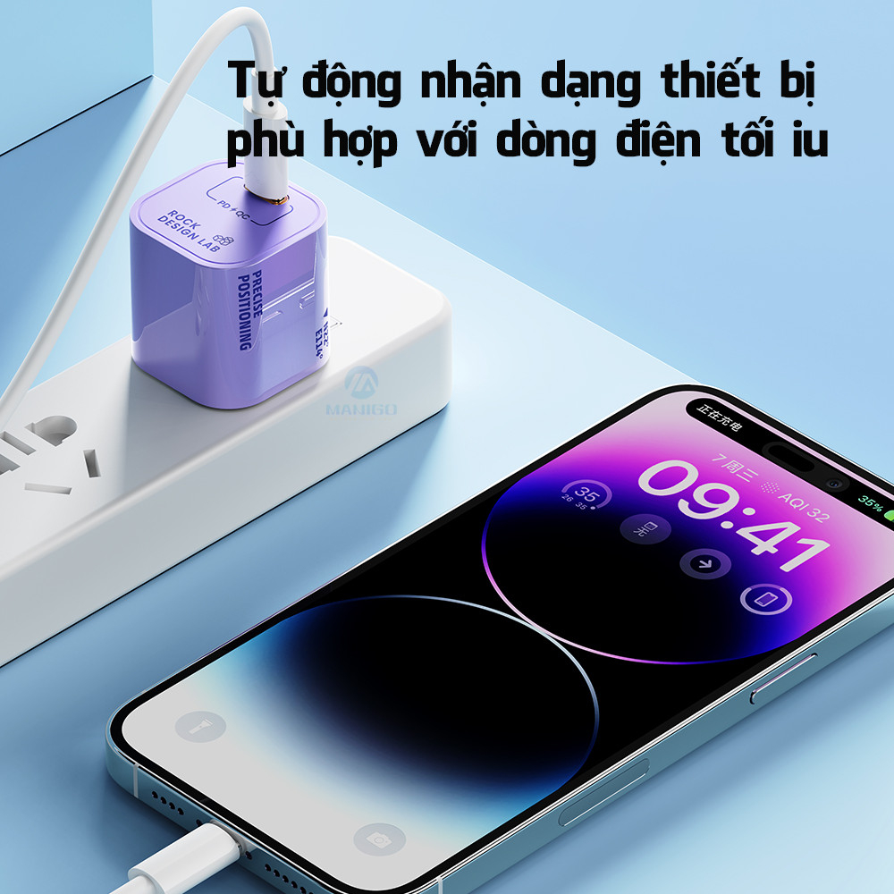 Củ sạc nhanh iphone chuẩn PD 20W Rockspace T86 ổn định không nóng hàng bảo hành 12 tháng bảo hành 1 đổi 1