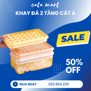 Khay đá Silicon có nắp, khuôn làm đá silicon 32 viên kèm hộp trữ đá cao cấp