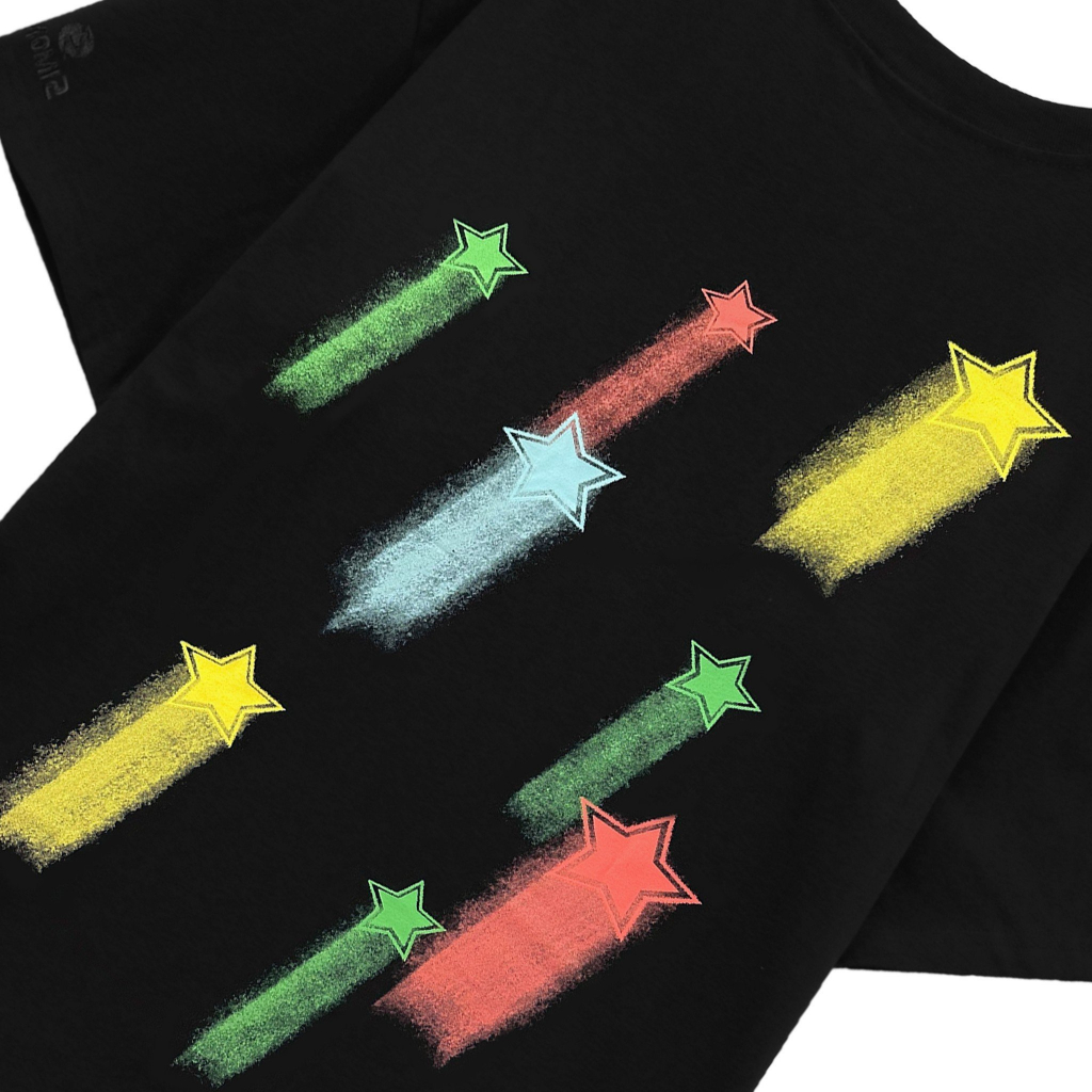 Áo Thun Simon'c Stars Tee - Đen Cotton Nam Nữ Unisex Tay Lỡ Oversize Local Brand