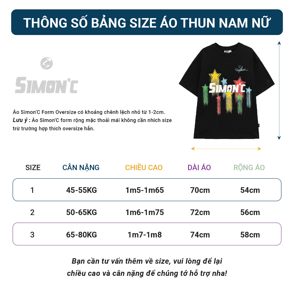 Áo Thun Simon'c Stars Tee - Đen Cotton Nam Nữ Unisex Tay Lỡ Oversize Local Brand