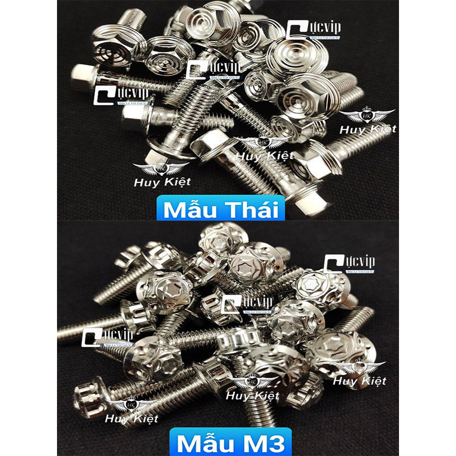 Combo 4 Ốc Salaya M3,Thái 8Ly25 Gắn Gác Chân Sau Rai, Satria, So, Ex, Win V1, Win X V2,V3  6068