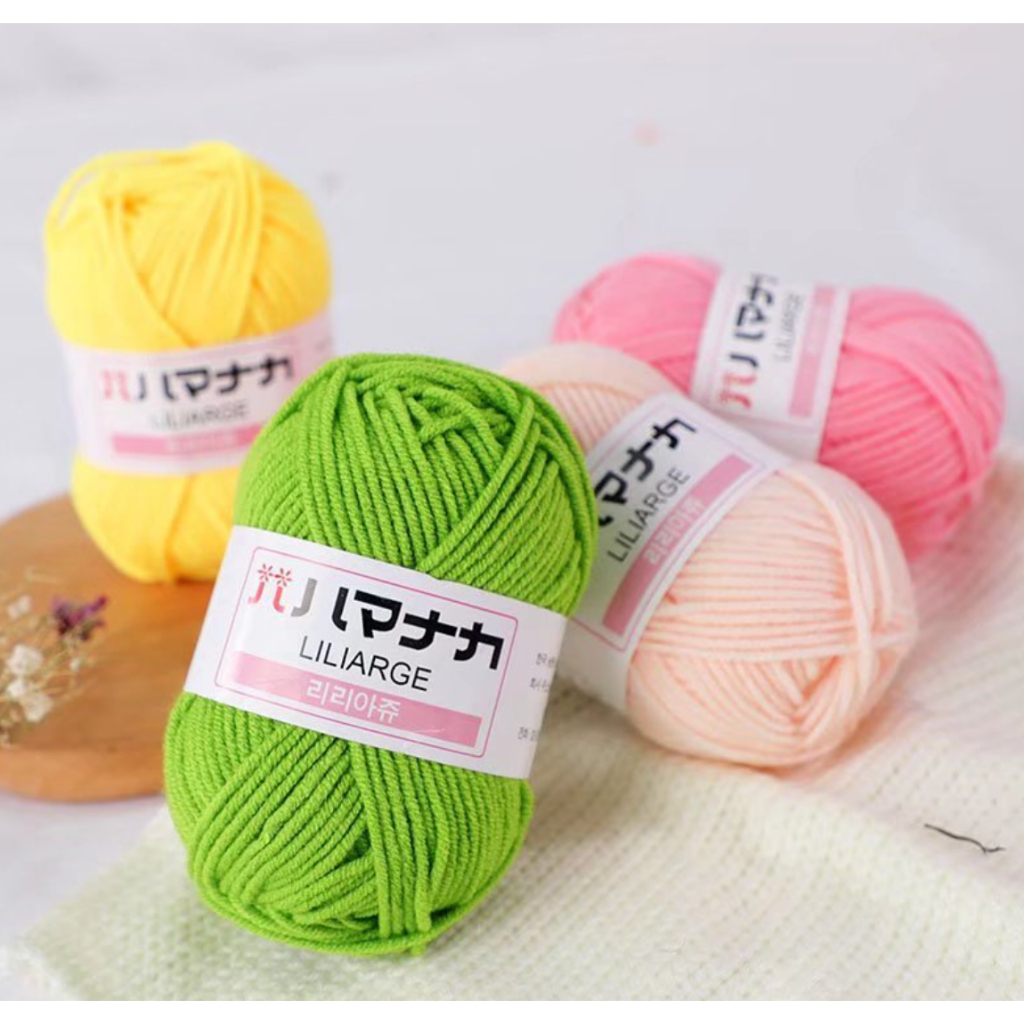 Cuộn Len Milk Cotton Hàn Quốc 25gr Lenmade Dành Cho Người Mới Bắt Đầu Đan Móc Thú Nhồi Bông Búp Bê Hoa Trang Trí decor