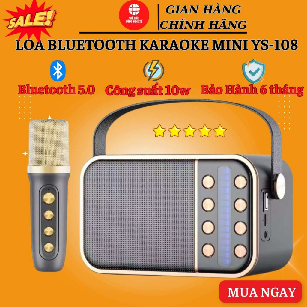 Loa bluetooth karaoke SDRD YS-108 1 micro, YS-112 2 micro Không dây, công suất 10W - Loa bluetooth karaoke YS 112 mini
