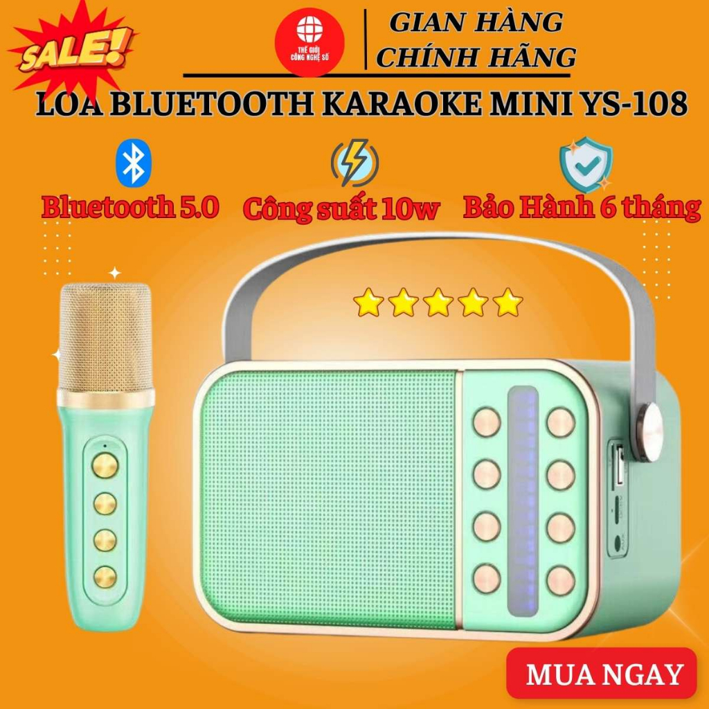 Loa bluetooth karaoke SDRD YS-108 1 micro, YS-112 2 micro Không dây, công suất 10W - Loa bluetooth karaoke YS 112 mini